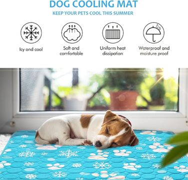 Килимок охолоджуючий для собак NIBESSER 2XL (150x100 см) - блакитна лапка, самоохолоджуючий, для дому, в авто