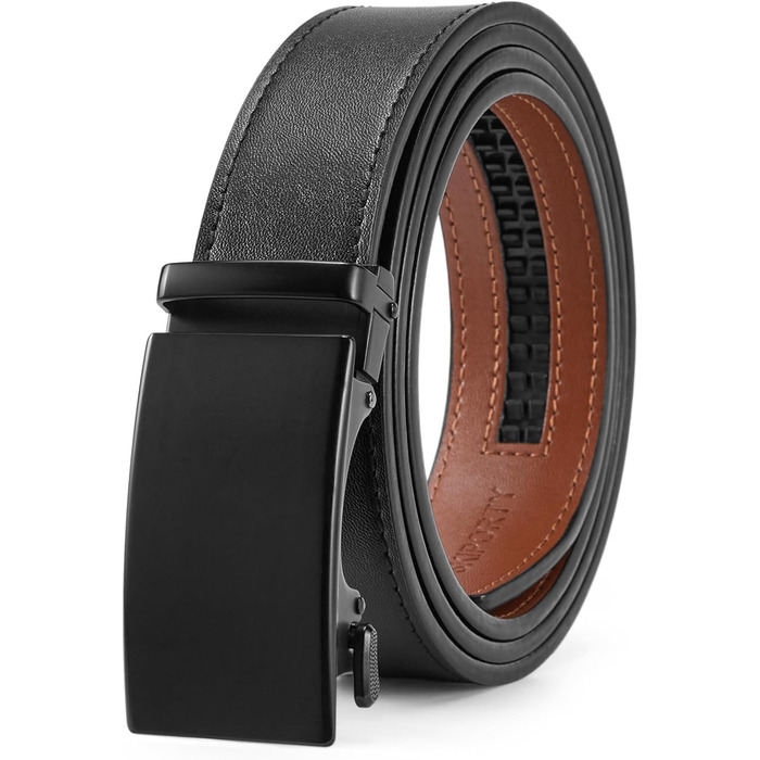 Чоловічий шкіряний ремінь на пряжці, 3,5 см, регульований, для джинсів, зручна посадка 32-38W, чорний