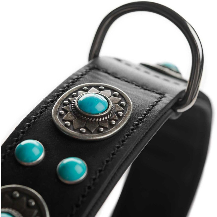 Нашийник для собак HUNTER SIOUX, шкіряний, в індійському стилі, з прикрасами, розмір S-M, чорний