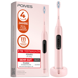 Електрична зубна щітка POIVES P1 Pro - ультразвукова, рожева перлина, з датчиком тиску, 4 роки гарантії