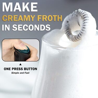 Електричний піногасник для кави TonJin: матча, лате, капучино, фраппе, шоколад. Нержавіюча сталь 304, чорний