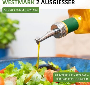 Виливає для пляшок Westmark 3 Spirituosen-/Öl-Ausgießer, нержавіюча сталь, Ø 28 мм, з клапаном, з повітряною трубкою, 3 шт.