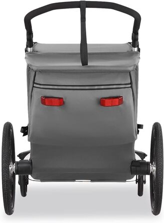 Причіп для велосипеда Fuxtec Sportfux на 2 місця, з багажником, відбивачами, ручкою-штовхачем, захистом від дощу та сонця, складний, фіолетовий FX-FA1 (сірий)