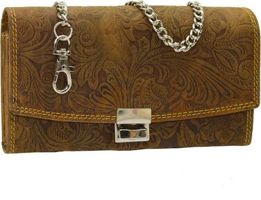 Flevado Genuine Leather Server Wallet for Women with Pattern (Light Brown)