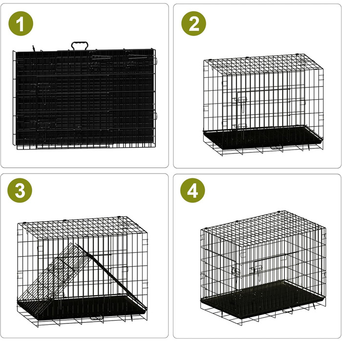 Переносна вольєр для собак з подвійними дверима, з піддоном та перегородкою, 76.2 x 45.7 x 53.3 см