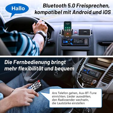 Автомагнітола Wistrue 1DIN з Bluetooth, FM/AM, USB/SD, AUX, MP3, Type-C, чорна