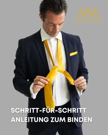 Набір краваток Massi Morino для чоловіків з кишеньковим хустиною, краватковою голкою та запонками, подарункова коробка - ідеально на весілля, жовтий, універсальний розмір