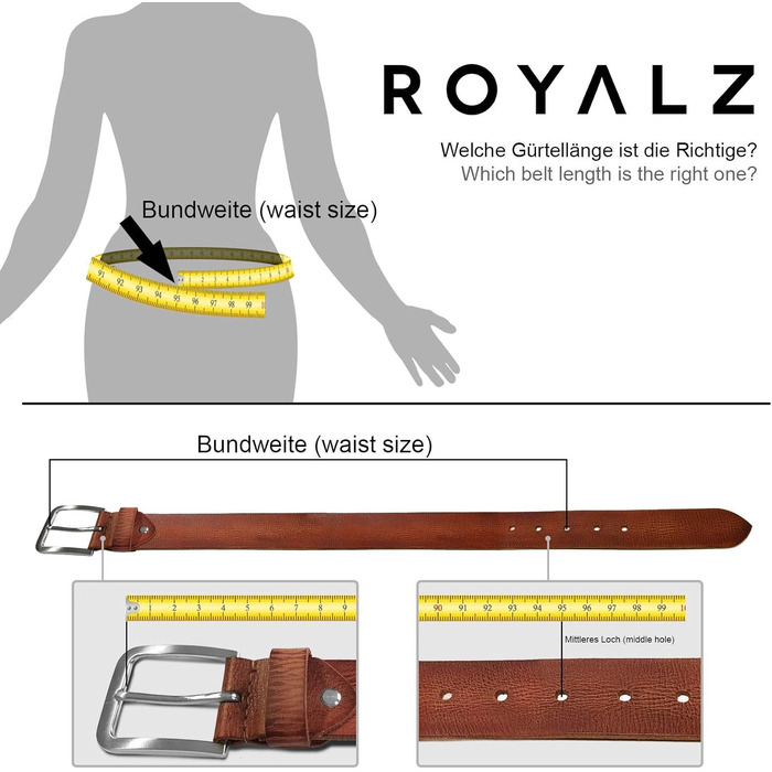 Жіночий шкіряний ремінь ROYALZ Vintage 38 мм, колір коньяк, ширина 85 см (загальна довжина 100 см)