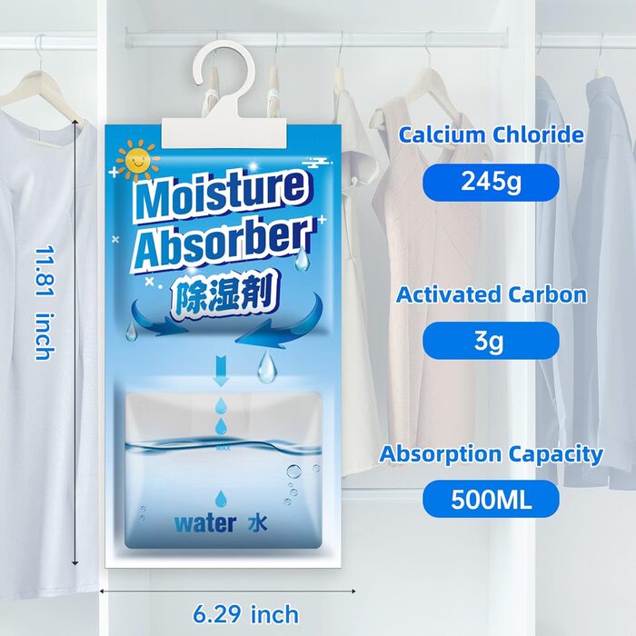 CONOPU 10 Packs x 248g (2.5KG) Hanging Air Dehumidifiers, Dehumidifier Granules, Free Yourself from Moisture for Basements, Bedrooms, Bathrooms, Eliminate Unpleasant Odors, OZ04CSD04