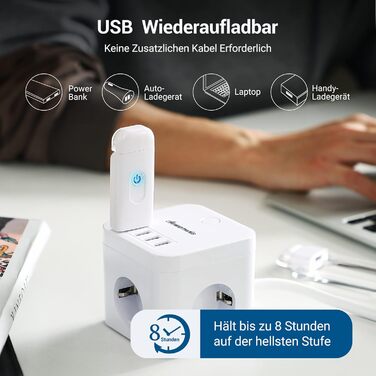 LED лампа для читання DEWENWILS на прищіпці, USB перезарядна, 2 рівні яскравості, біле світло, для дітей та книголюбів