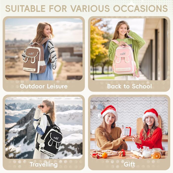 Шкільний рюкзак для дівчинки-підлітка, легкий водонепроникний, з милим брелоком. Підходить для 3-5 класів та старшої школи. Великий рюкзак для підлітків - фіолетовий (чорний)