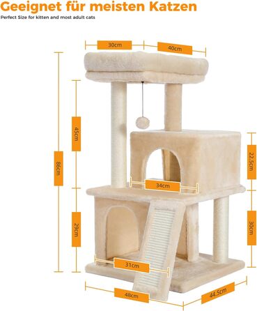 Котячий будиночок з когтеточкою Petpela Beige M 90см: когтеточка, будиночок, лежанка для котів