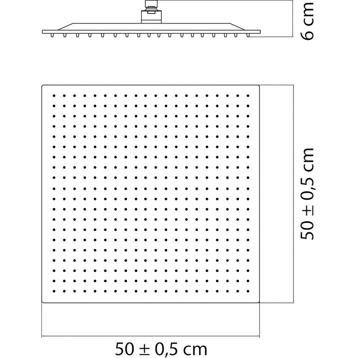 aquaSu® Overhead Shower Offertio with 1 Spray Pattern | Square | Chrome | 50 x 50 cm Spray Plate | with Ball Joint | Anti-Limescale Nozzles | Standard Thread: 1/2 | Wellness Rain Shower | 72278 0
