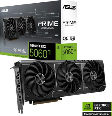 Ігрова відеокарта ASUS Prime GeForce RTX 5060 Ti OC Edition 16GB GDDR7, чорна