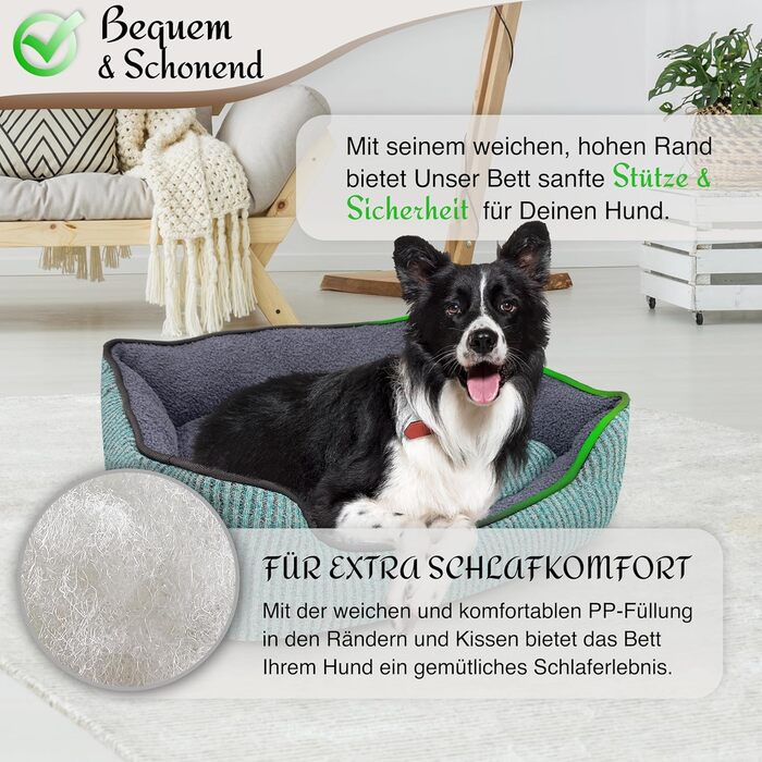 Ліжко для собак та котів, корзина для собак, диван для собак, подушка для собак, ліжко для котів, подушка для котів, S, зелений, 53x42x18 см