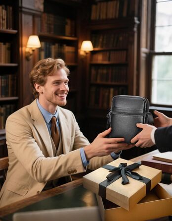 Чоловіча сумка через плече Leathario з натуральної шкіри, велика місткість, чорна