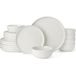 Набір посуду Starlight, 18 предметів: тарілки для 6 осіб, рельєфний, мікрохвильова піч та посудомийна машина, анти-подряпини, реактивна глазур, матовий бежево-білий