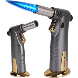 Бутанова запальничка з подвійним полум'ям преміум-класу для кухні, приготування їжі, BBQ з регульованою яскравістю та блокуванням