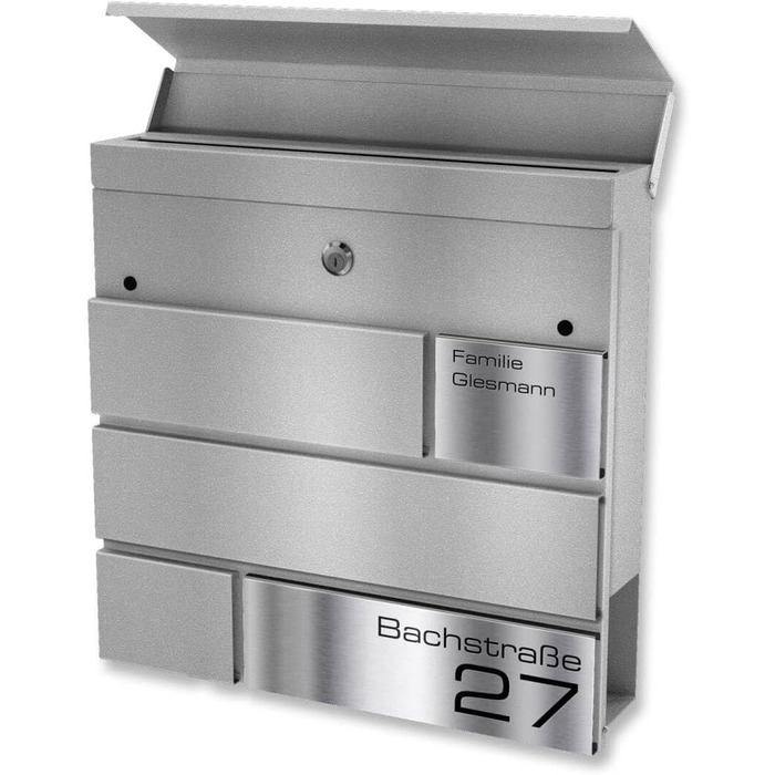 Поштова скринька Metzler G антрацит RAL 7016, з гравіюванням та табличкою з нержавіючої сталі, настінна, 37x37x10.5 см