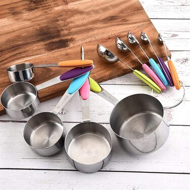 Stainless Steel Measuring Spoons Measuring Cups 10-Piece Set for Cooking