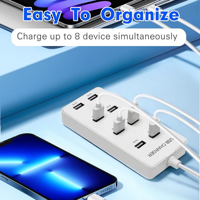 USB-зарядний пристрій 20 портів, портативна станція швидкої зарядки для iPhone, iPad, Samsung, Google, Xiaomi, Huawei та інших пристроїв