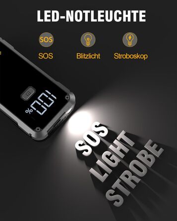 Powerbank Starthilfe VoltSurge 5000A: пусковий пристрій для авто 12V, 7.0L бензин/5.5L дизель, з LED ліхтариком