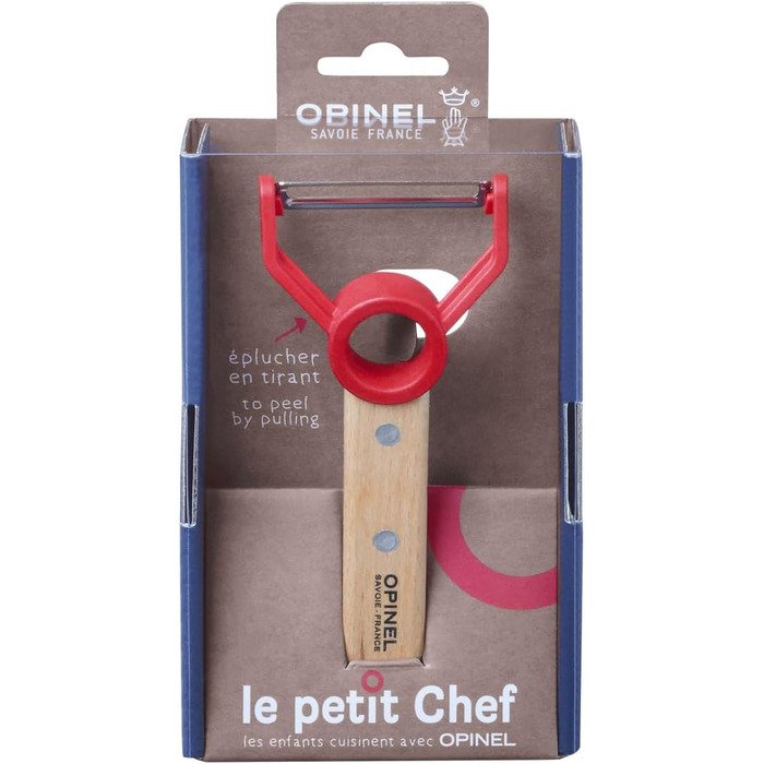Ніж Opinel Le Petit Chef для дітей, овочечистка, нержавіюча сталь, бук, червоний