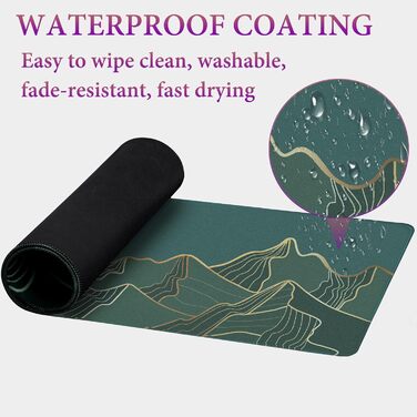 Килимок для миші HAUTOCO Gaming XXL 800x300 мм, чорний, з абстрактним дизайном гори, антиковзаюча гума, для комп'ютера