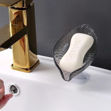 Чорна мильниця з присоском | Прозора мильниця для душу та ванни | Підставка для мила, щіток та аксесуарів
