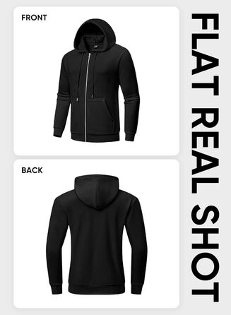 Світшот JMIERR чоловічий з капюшоном, чорний, XL. Теплий, з кишенями, на блискавці, з довгими рукавами. Матеріал: бавовна.