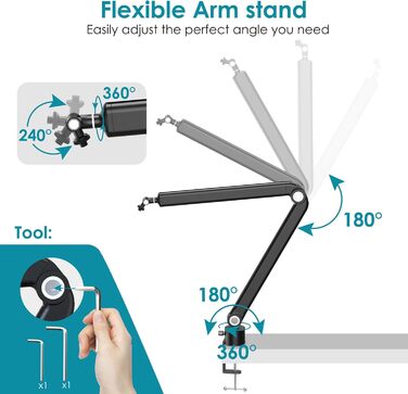 Кріплення для мікрофона YOUSHARES з поп-фільтром - настільний кронштейн для Shure SM7dB та інших мікрофонів