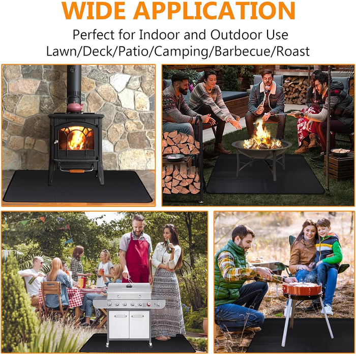 Вогнетривкий килимок для гриля та мангала ROCKY&CHAO, захисна підкладка з скловолокна та алюмінію 152x107 см для кемпінгу та тераси