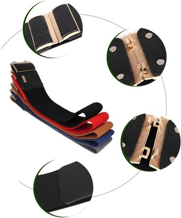 Жіночий еластичний широкий пояс для талії з пряжкою, 7.5 см, розмір M (об'єм талії 81-89 см)