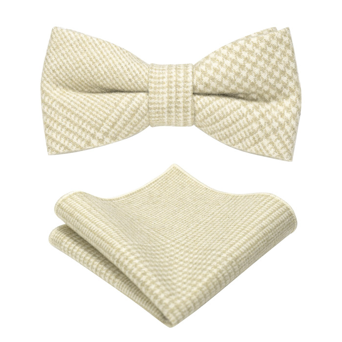 Метелик чоловічий JEMYGINS вовняний однотонний з нагрудною хустинкою, білий молочний, для осені та зими