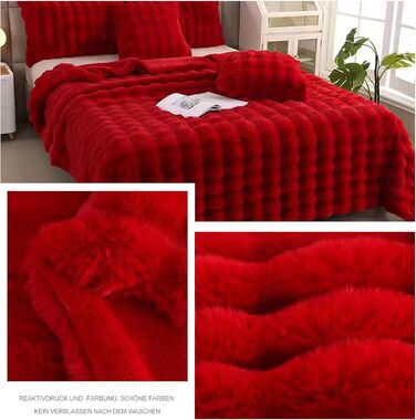 Плед Ergocar з штучного хутра кролика, м'який та пухнастий, 160x200 см, червоний