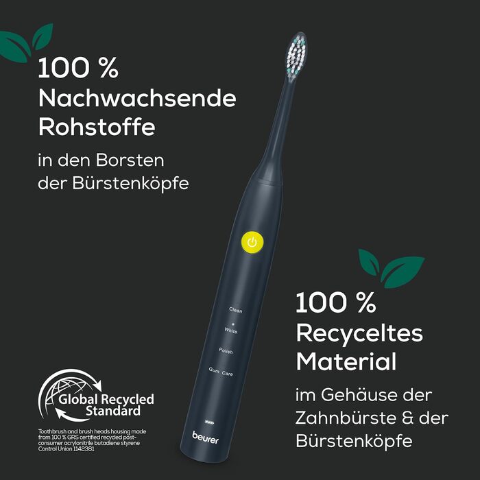 Електрична зубна щітка Beurer SC 50 Чорна: 5 режимів чищення, датчик тиску, дисплей, 2 насадки
