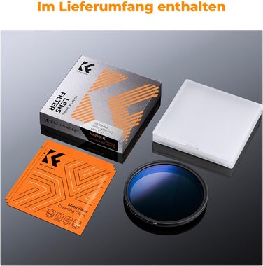 Фільтр ND Variabler K&F Concept Nano-Klear (40.5mm) ND2-ND400, 1-9 ступенів, з 3 серветками для чищення
