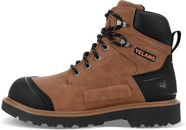 Чоловічі робочі черевики Yelang з металевим підноском, для промислового будівництва, безпечне взуття, розмір 41.5 EU, колір коричневий