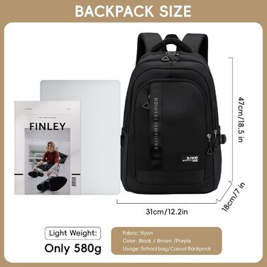 Шкільний рюкзак для підлітків, 2025 рік, для школи, гімназії, старшої школи, 26L, чорний