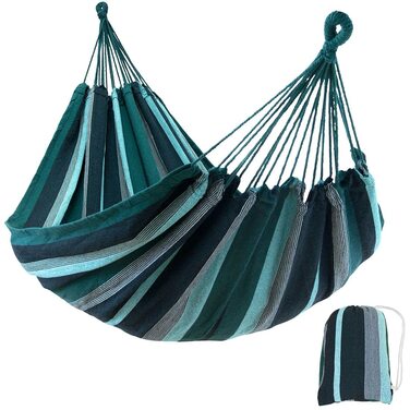 Гамак yourGEAR Maui XL 220x120 см, зелений (Смарагд) або блакитний (Аква), бавовна, до 240 кг, з сумкою для транспортування
