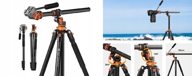 Штатив K&F Concept T254A7 + FH-03, 231 см, чорний