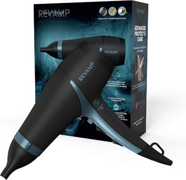 Фен REVAMP 5000 Haartrockner: потужний 2400W фен з прогрівом, 4 температурні та 2 швидкості, кнопка холодного повітря, олія для блиску, Progloss 4000 Advanced Protect & Care Dryer