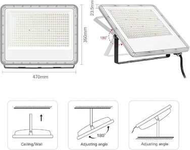 LED Floodlight Outdoor 150W, 15000LM Super Bright LED Floodlight, 6000K Cold White Spotlight IP65 Waterproof Floodlight Outdoor Spotlight for Garden, Terraces, Garage, Workshop, Sports Field (400.0 Watt)