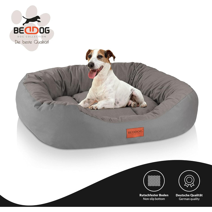 Ліжко для собак середніх порід - ліжко-кошик для собак XL - м'яке ліжко для собак, ліжко-софа для собак, ліжко для собак середніх розмірів. Матеріал: Alicante-Gewebe, колір: сірий, розмір: 85 x 70 x 21 см