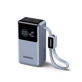 Power Bank UGREEN 10000mAh 55W з кабелем, PD 45W, Mi Turbo Charge для Xiaomi, сумісний з iPhone 15/16/17, блакитний
