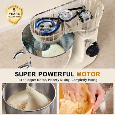 Stand Mixer, 1300W Zurio 5.5L Stand Mixer, 10-Speed Planetary Mixer, Robot Mixer with Quiet Dough Rising Function, Cream