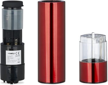 Електричні перечниці Relaxdays 2 шт. з LED-підсвіткою, стильні, з нержавіючої сталі, червоні