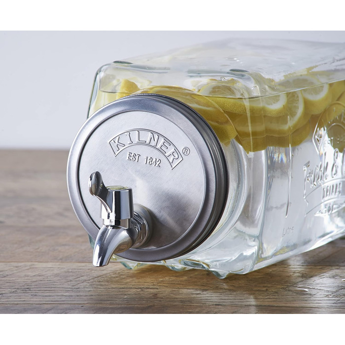 3-Liter Refrigerator Beverage Dispenser with Tap, Glass/Metal, Dimensions: 32.7 x 14 x 18 cm