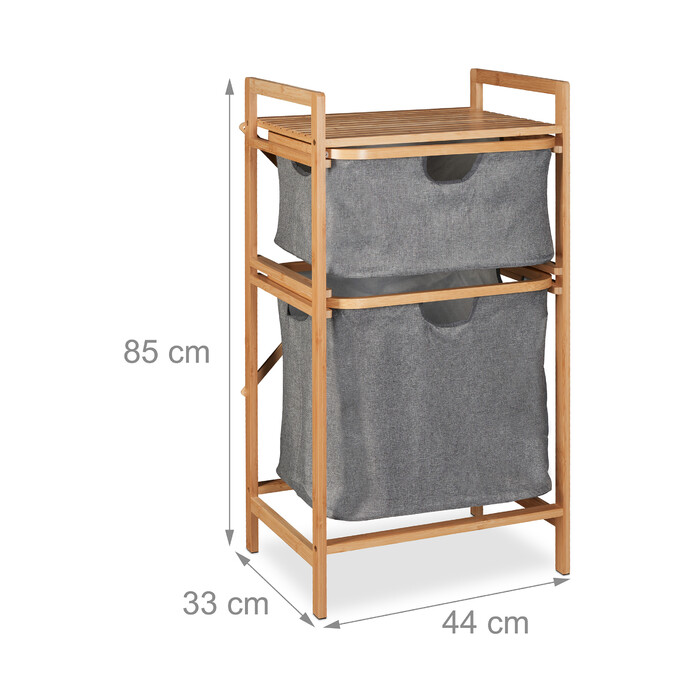 Relaxdays Laundry Basket Shelf with 2 Compartments