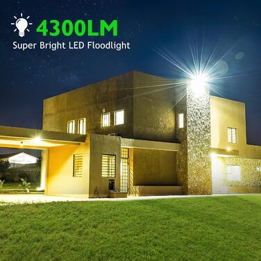 CLY LED Floodlights Outdoor, 50W LED Floodlights, 2 Pack Super Bright 4300LM LED Spotlights, 6500K Cool White IP66 Waterproof LED Outdoor Lights for Backyard, Driveway, Garage, Walkway, Garden